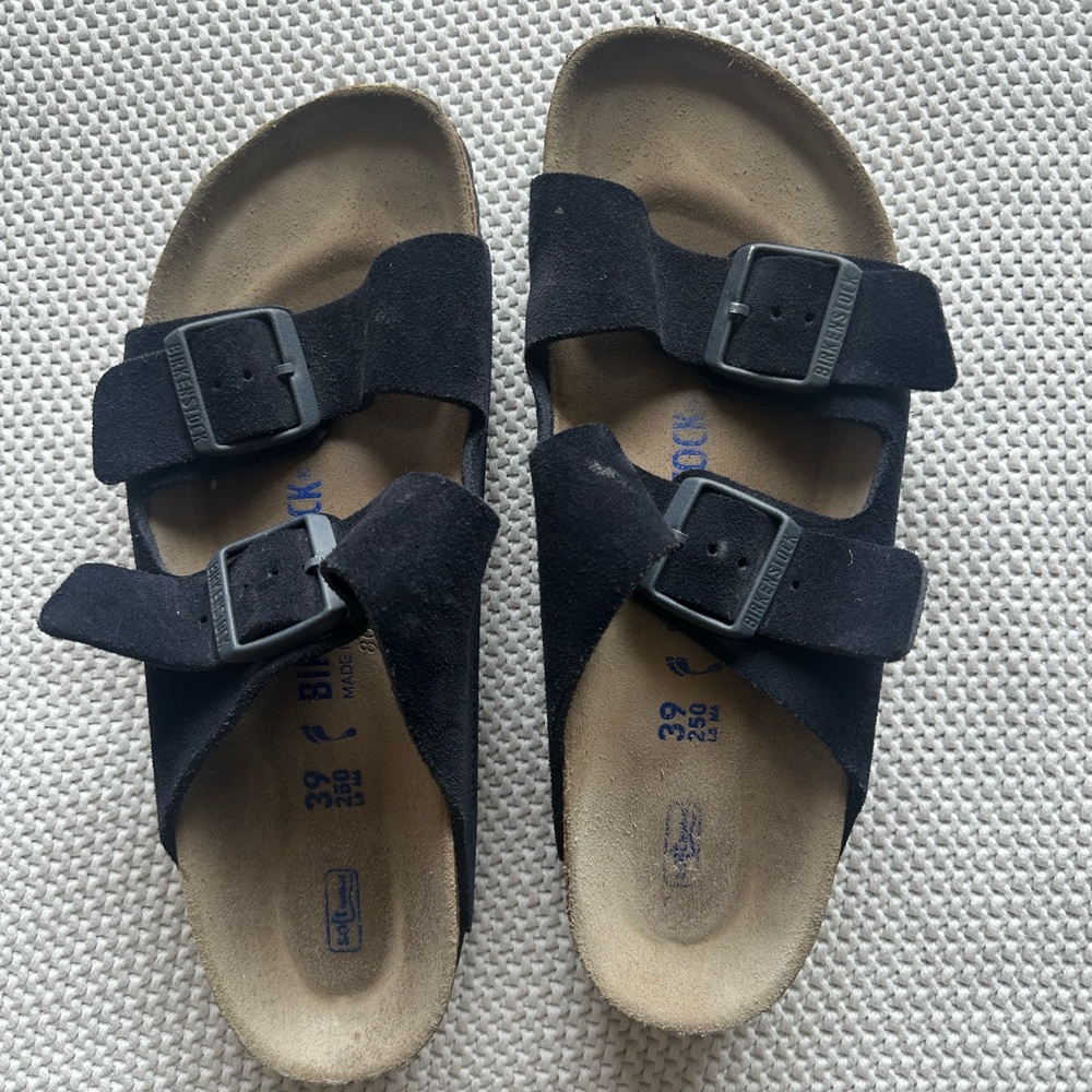 Birkenstock Navy Suede Double Strap Sandals